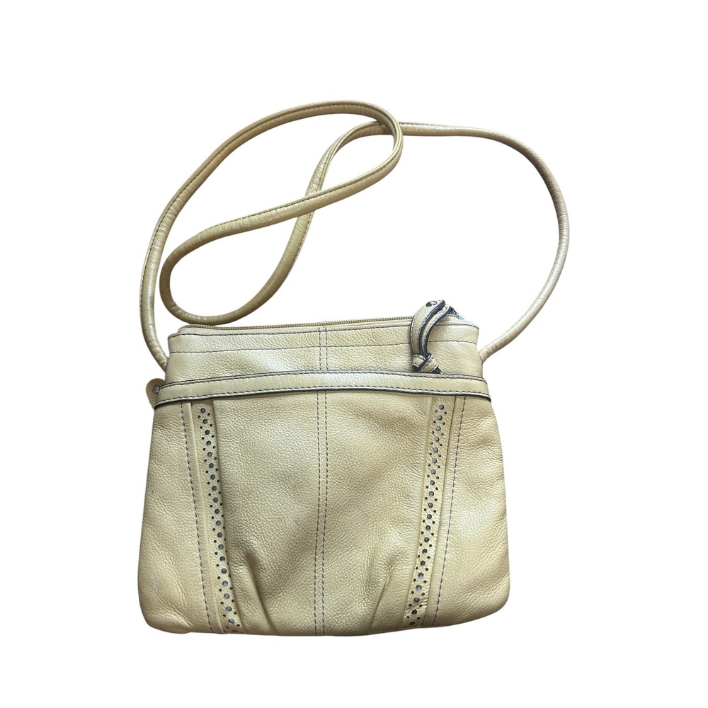 Clarks Leather Crossbody Bag Purse Beige Shoulder Bag Everyday Casual